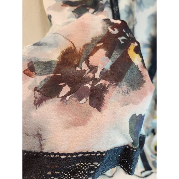 Torrid Chiffon Midi Ruffle Kimono 1X Floral Cloud Dancer Boho Layering NWT - Picture 7 of 8